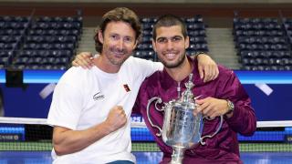 Juan Carlos Ferrero junto a Carlos Alcaraz, tras la conquista del US Open 2025