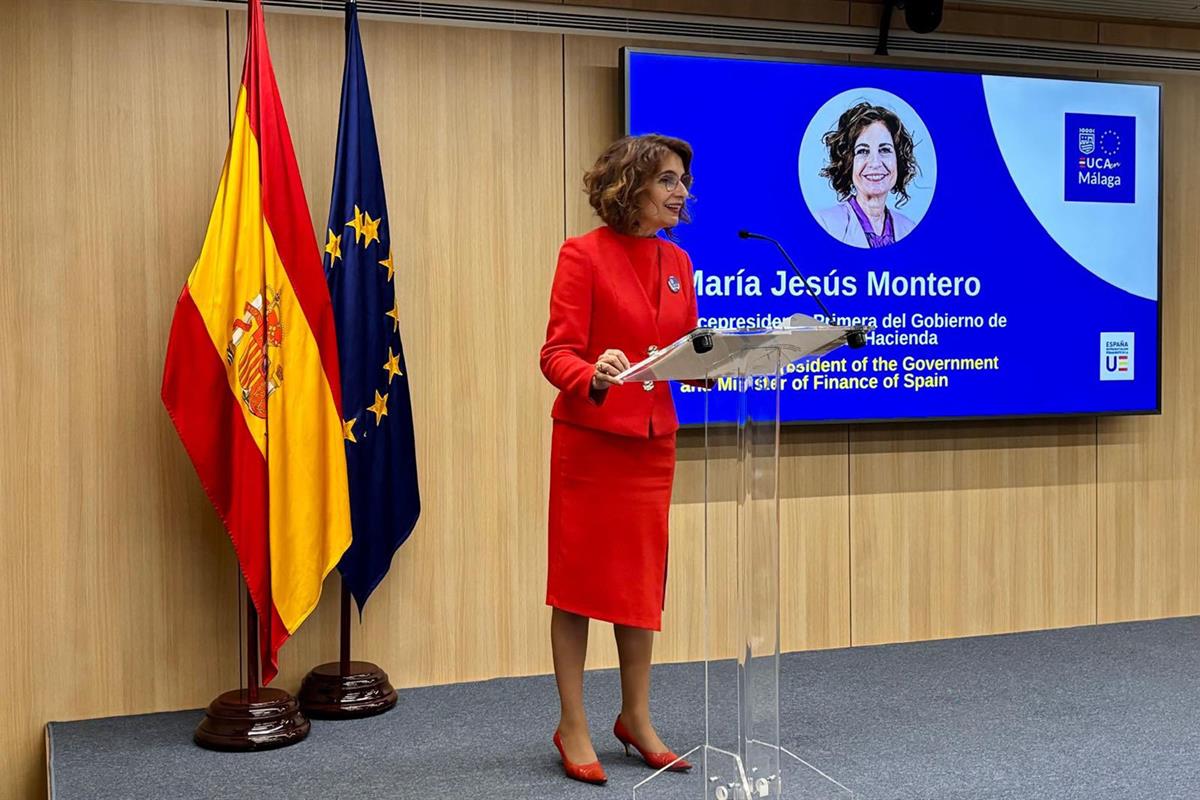 La vicepresidenta Montero, en la presentación de la candidatura de Málaga para la sede de la Autoridad Aduanera de la UE