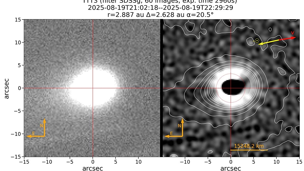 El telescopio canario TTT descubre un chorro de gas en el cometa 3I/ATLAS