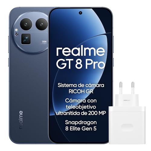 realme GT 8 Pro Smartphone 12GB+256GB, Sistema de cámara RICOH GR, Cámara con teleobjetivo ultranítida de 200 MP, Snapdragon 8 Elite Gen 5, Batería Titan de 7000 mAh, Azul
