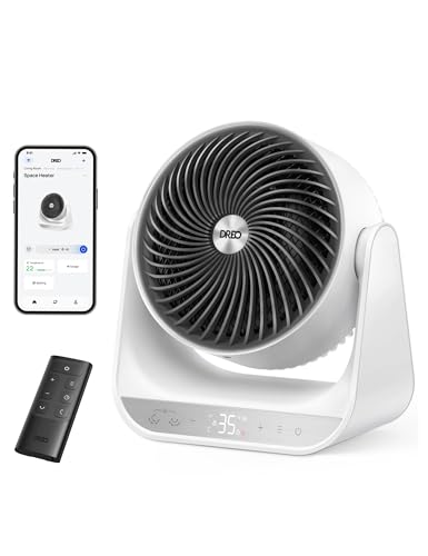 Dreo Calefactor eléctrico interior 2000W con mando a distancia y termostato, 7 modos, protección contra sobrecalentamiento y vuelco, calentador portátil para toda la habitación, dispositivo 714S