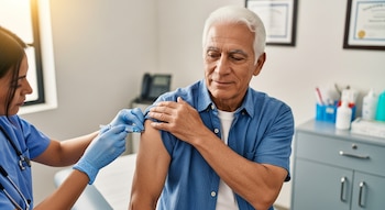 Un hombre mayor recibe una