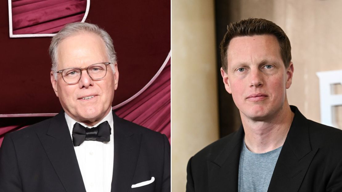 David Zaslav, director ejecutivo de Warner Bros. Discovery en la foto de la izquierda; David Ellison, director ejecutivo de Paramount Skydance.