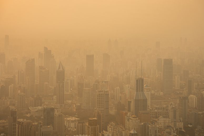 Contaminación por smog en Shanghái, China