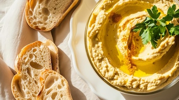 Tostada integral con hummus y