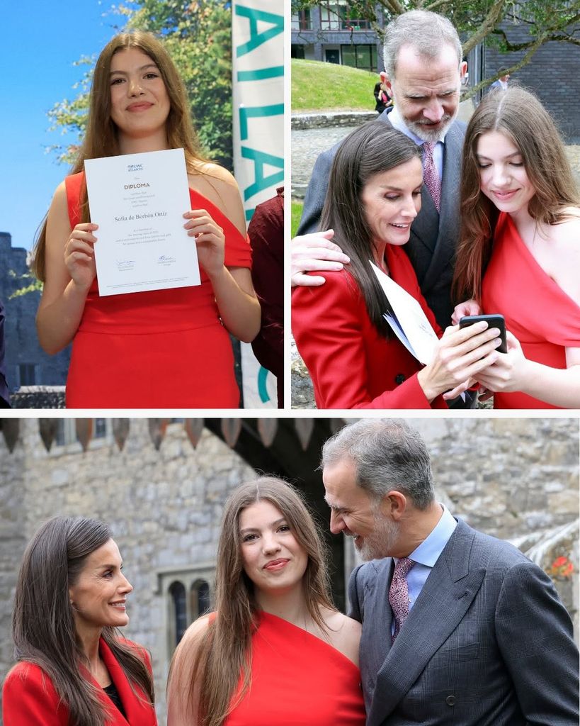 Los Reyes arropan a su hija el día de su graduación