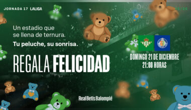 La lluvia de peluches será el próximo 21 de diciembre en el Real Betis - Getafe CF