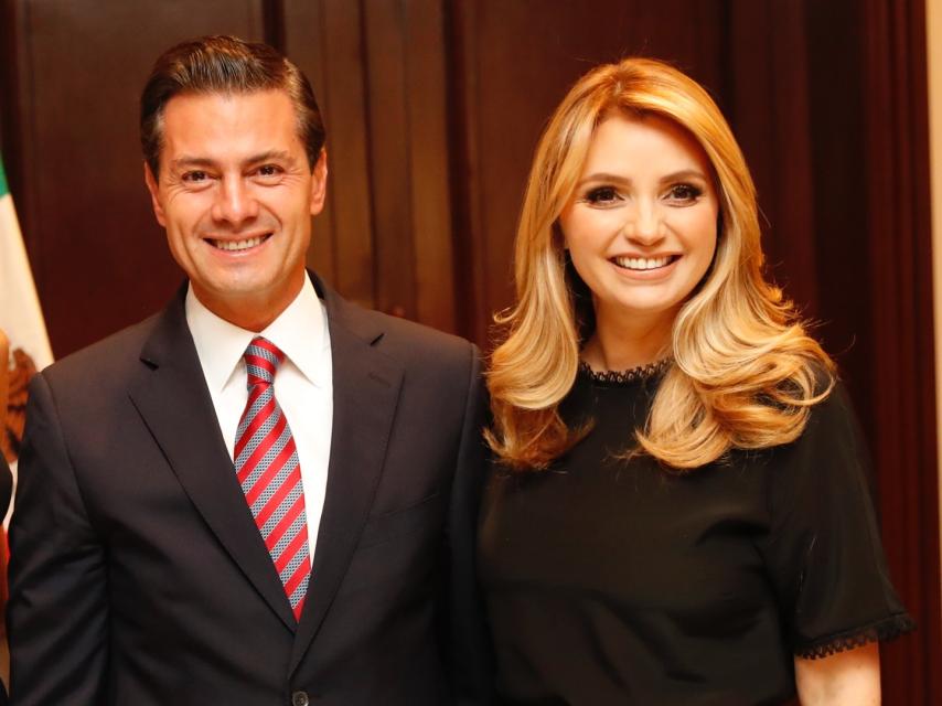 Enrique Peña Nieto junto a la reina Letizia y su exmujer, Angélica Rivera, en noviembre de 2017.