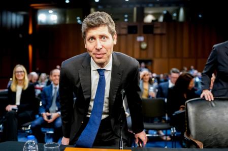 Sam Altman, chief executive officer of OpenAI Inc., arrives for a Senate Commerce, Science, and Transportation Committee hearing in Washington, DC, US, on Thursday, May 8, 2025. The leaders of some of the biggest technology and artificial intelligence companies will go to Congress on Thursday with a wish list of sorts that at its top has doing away with regulation they say inhibits their firms#{emoji}146; growth and by default, sends business to China. Photographer: Nathan Howard/Bloomberg