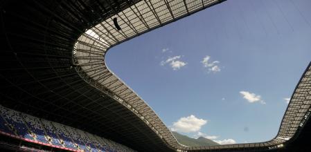 FILE - A general view of the BBVA stadium prior to the CONCACAF Women's Championship final soccer match between the United States and Canada in Monterrey, Mexico, Monday, July 18, 2022. (AP Photo/Fernando Llano, File)
