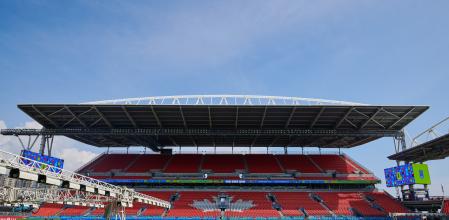 FILE - BMO Field is pictured as the City of Toronto and MLSE complete the first phase of upgrades in transforming the space into the 2026 World Cup ready Toronto Stadium in Toronto, on Tuesday, Sept. 23, 2025. (Sammy Kogan/The Canadian Press via AP, File)