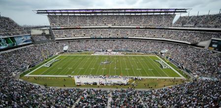 FILE - Lincoln Financial Field is shown during the first half of an NFL football game between the Philadelphia Eagles and the New York Giants, Sunday, Sept. 25, 2011, in Philadelphia. There are 23 venues bidding to host soccer matches at the 2026 World Cup in the United States, Mexico and Canada. (AP Photo/Michael Perez, File)