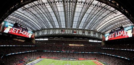 FILE - This is a general view as fans at NRG Stadium watch the opening kickoff of the NFL Super Bowl 51 football game between the Atlanta Falcons and the New England Patriots Sunday, Feb. 5, 2017, in Houston. There are 23 venues bidding to host soccer matches at the 2026 World Cup in the United States, Mexico and Canada. (AP Photo/Charlie Riedel, File)