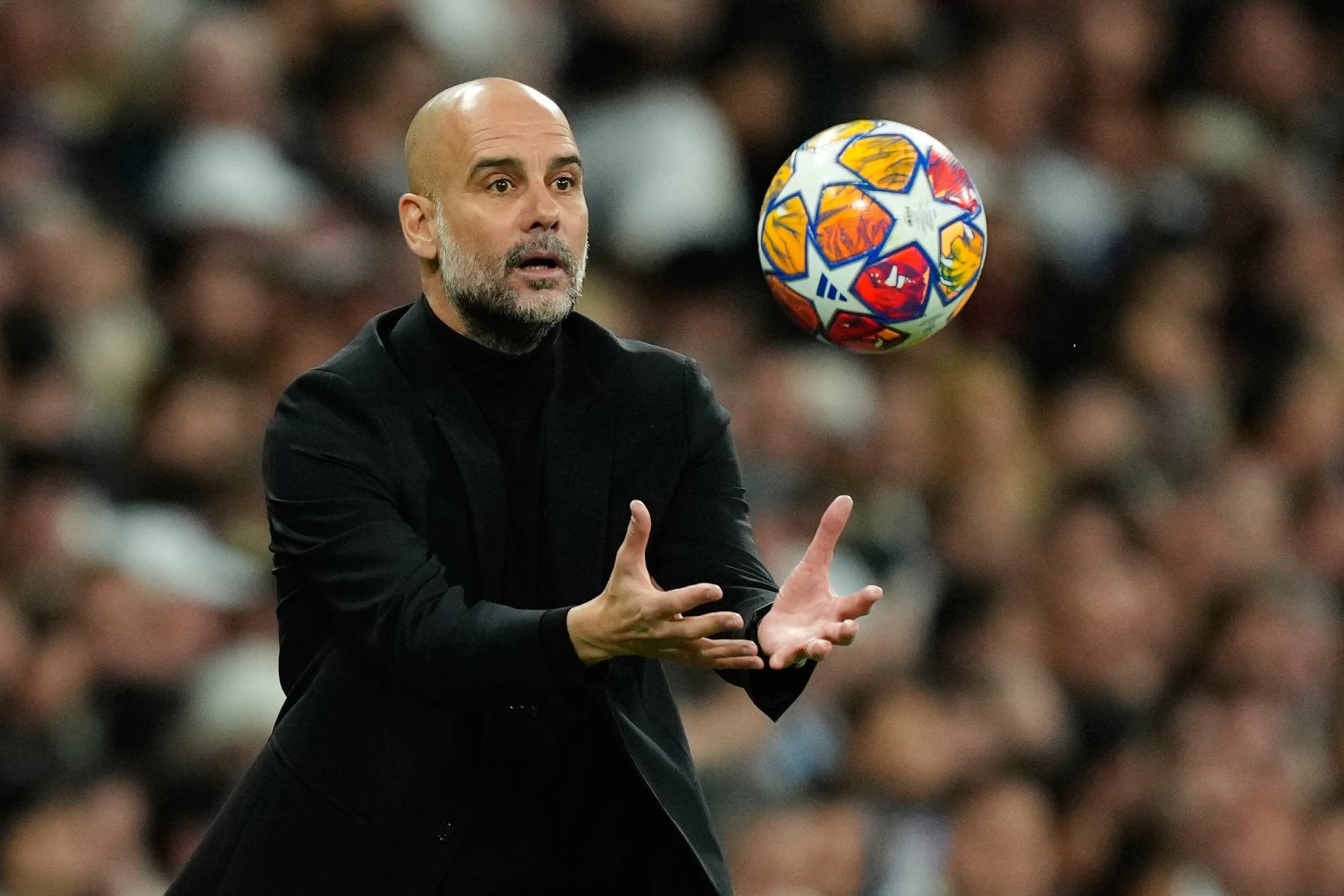 Pep Guardiola en el estadio Santiago Bernabéu