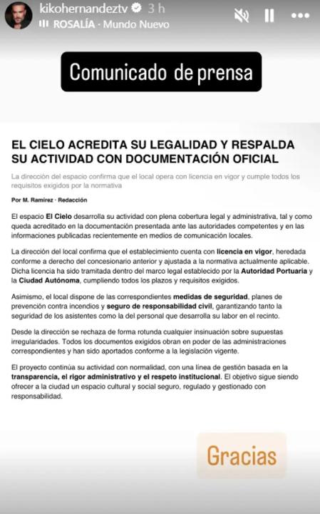 Kiko Hernández y Fran Antón emiten un comunicado de prensa conjunto.