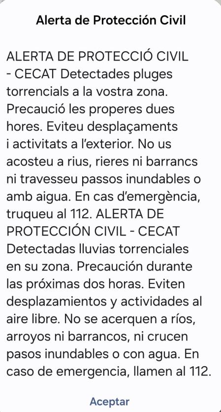 Protecció Civil activa una alerta en el Barcelonès, Vallès Occidental, Vallès Oriental y sur del Maresme por lluvias torrenciales