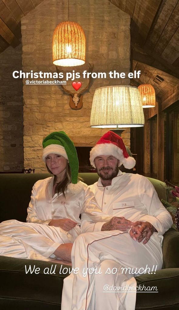 Victoria y David Beckham en Navidad. 