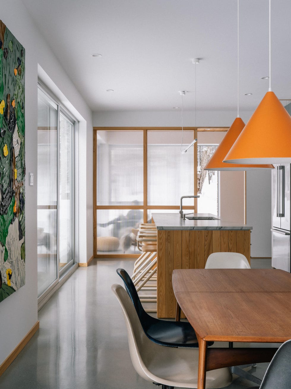 cabana madera perderse montana techo dos aguas interior midcentury