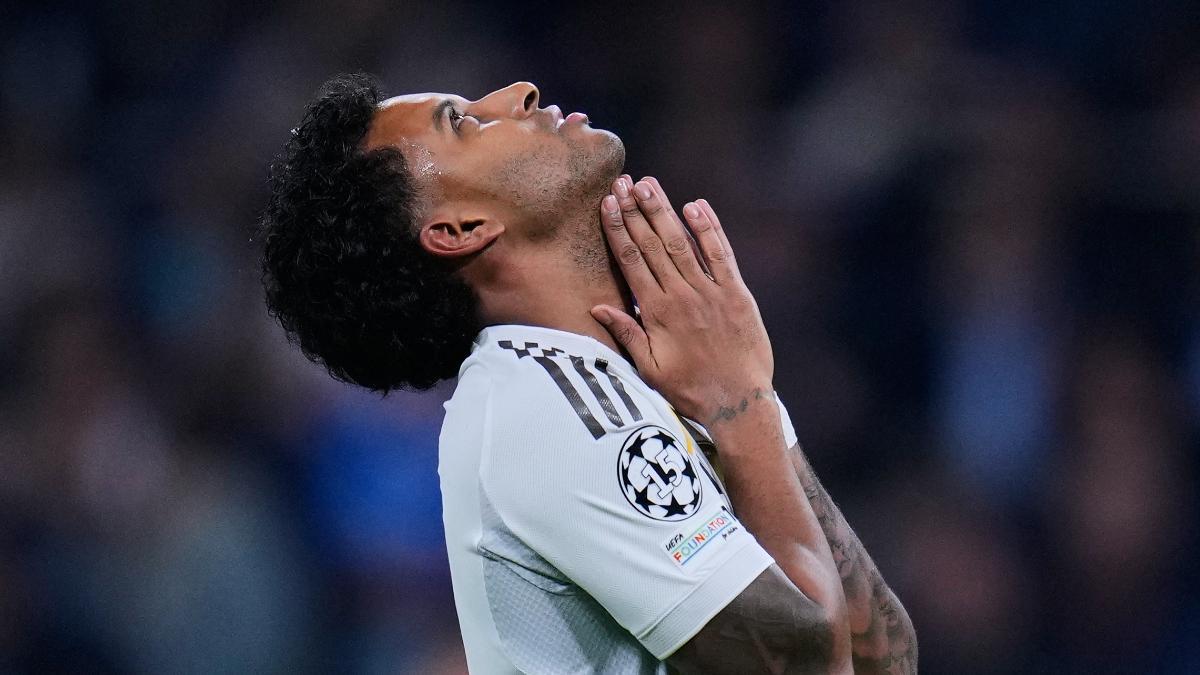 Rodrygo lamenta una ocasión fallada contra el Manchester City