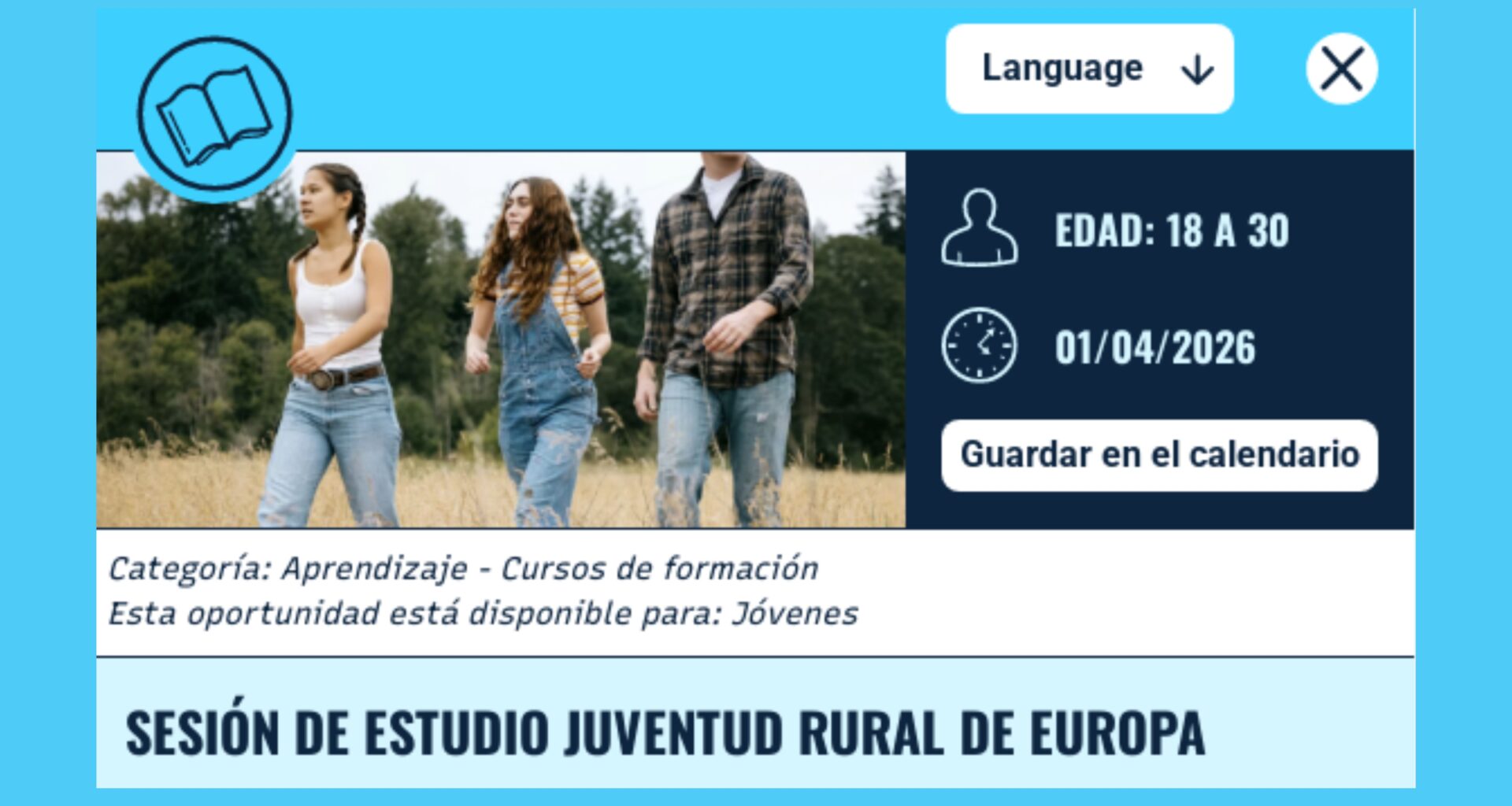 Sesión de estudio para la juventud rural europea