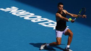 Carlos Alcaraz, entrenando durante el Open de Australia