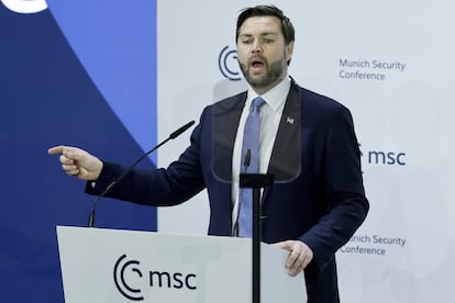 J. D. Vance during his speech in Munich, February 14.