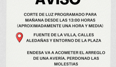 Corte de luz programado previsto para mañana, sábado 27 de diciembre
