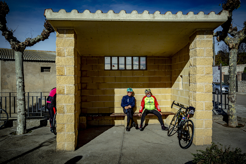 Imagen de la parada de la grupeta en Quintanilla de Trigueros. 