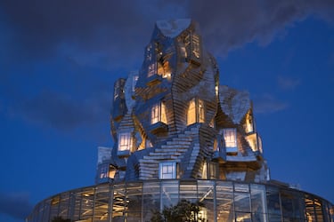 ARLES FRANCE - SEPTEMBER 7: A general view of the Centro Luma Museum (Luma Arles) complex at night on September 7, 2022, Arles, France. (Photo by Xurxo Lobato/Getty Images)