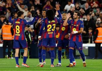 Los jugadores del Barcelona festejan