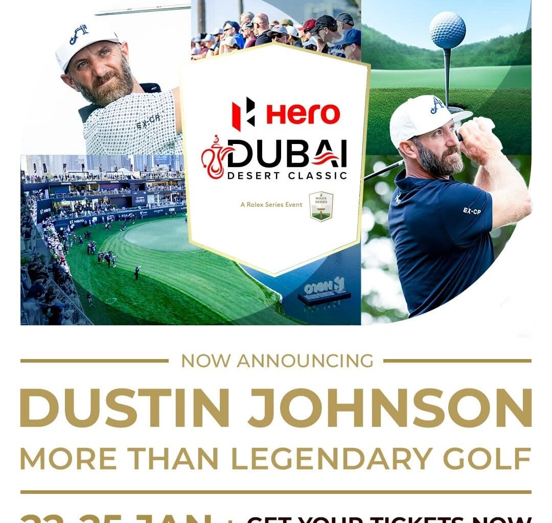 Cartel de la confirmación de DJ en el Hero Dubai Desert Classic