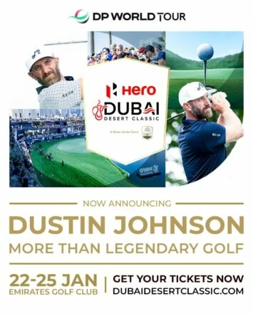 Cartel de la confirmación de DJ en el Hero Dubai Desert Classic
