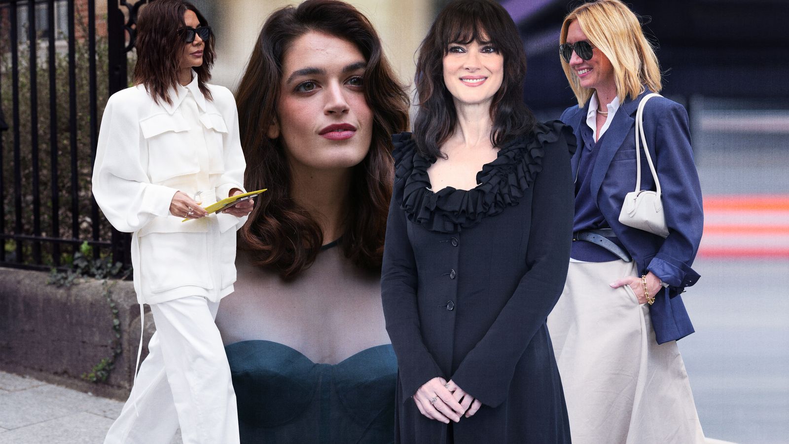 Collage con cuatro mujeres con corte de pelo a capas con media melena.