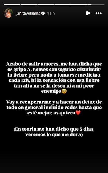 Preocupación por el estado de salud de Anita Williams: “No se lo deseo ni a mi peor enemigo”