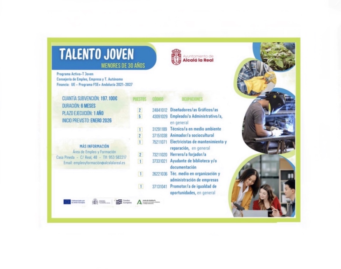 Dieciséis jóvenes se incorporarán al Ayuntamiento gracias al programa Activa-T Joven – Ayuntamiento de Alcalá la Real