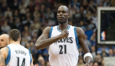 Kevin Garnnet durante su última etapa como jugador de Timberwolves.