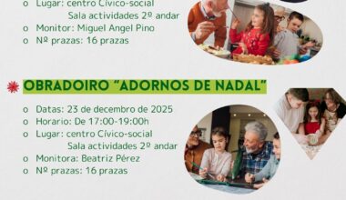 El plazo para la inscripción en los talleres intergeneracionales que oferta el Ayuntamiento esta Navidad estará abierto hasta el día 17