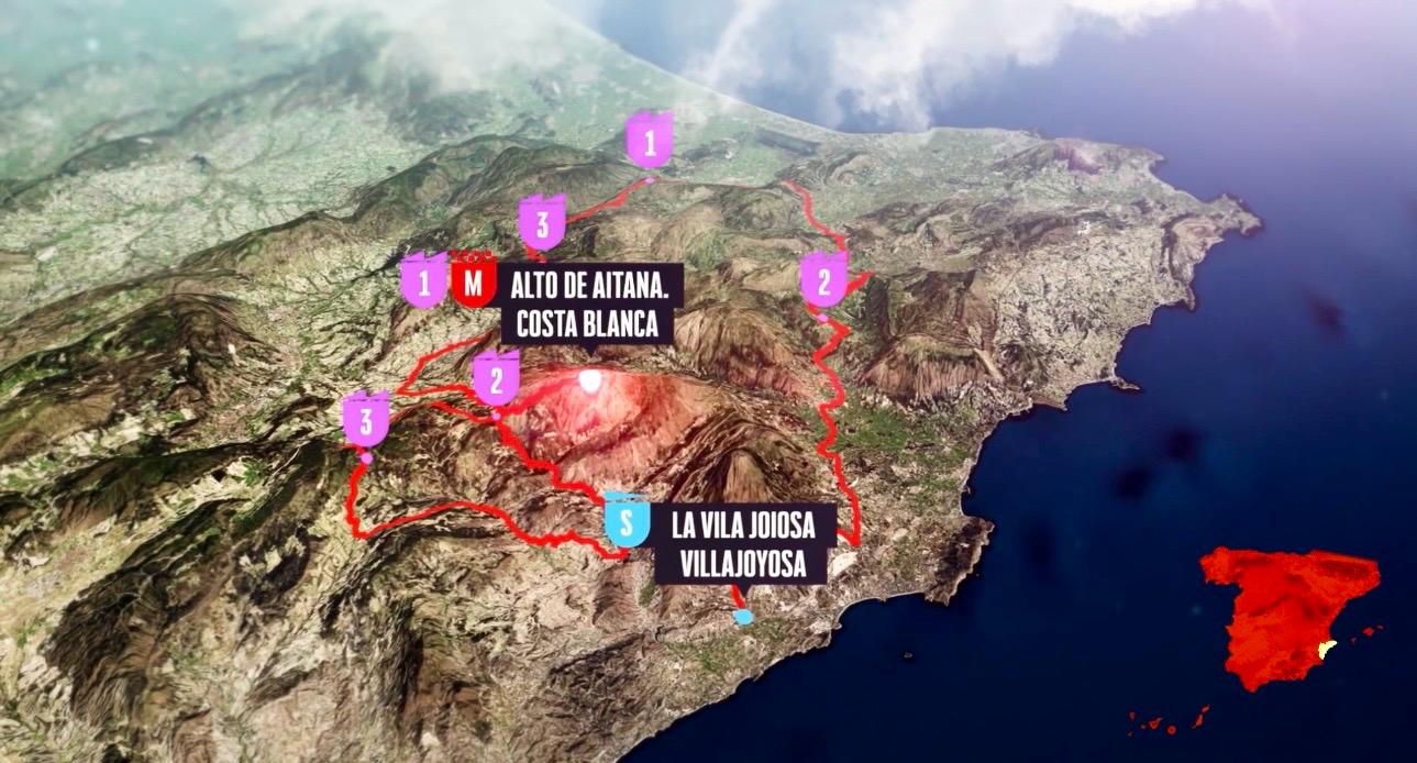 Mapa de La Vuelta por la provincia de Alicante.