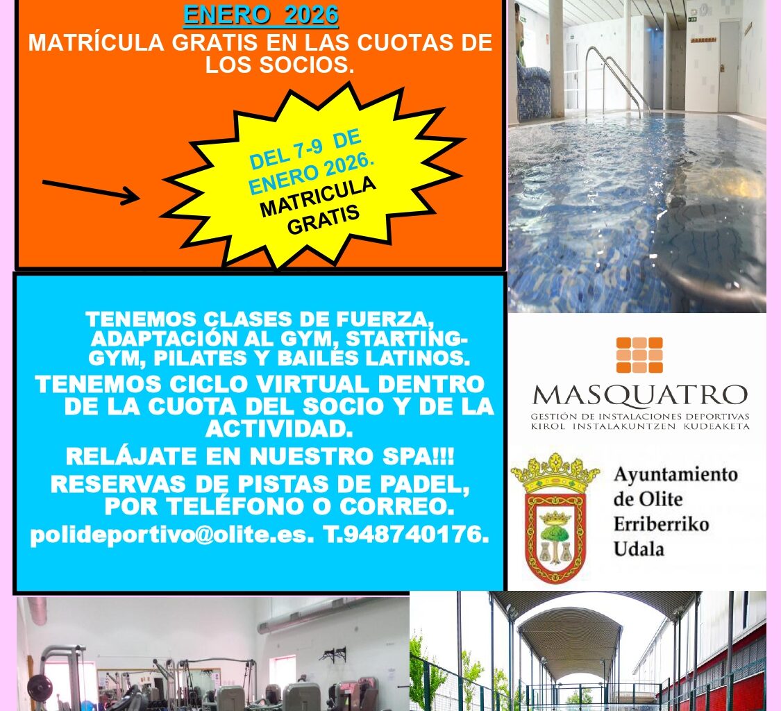 Matrícula gratis Polideportivo - Ayuntamiento de Olite / Erriberriko Udala