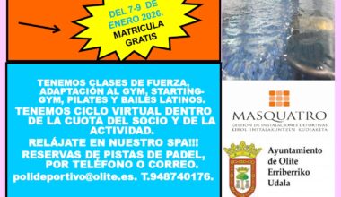 Matrícula gratis Polideportivo - Ayuntamiento de Olite / Erriberriko Udala