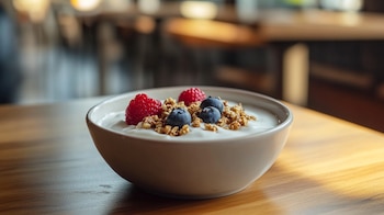 ogur griego con frutos rojos