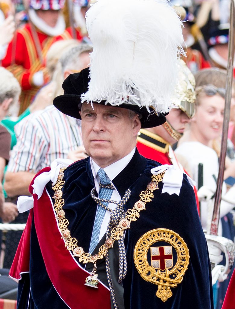 El príncipe Andrés en el día de la Orden de la Jarretera de 2015