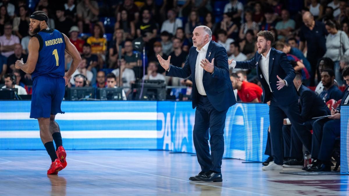 Pablo Laso, en un partido en el Palau Blaugrana al frente de Baskonia