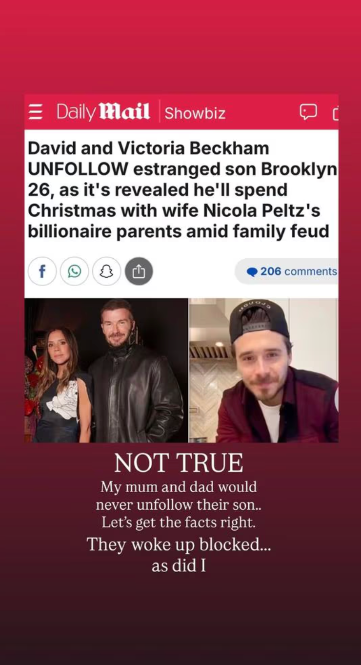 news article discussing family dynamics involving david and victoria beckham