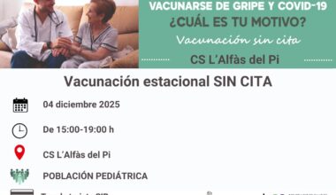Jornada de vacunación sin cita previa dirigida a la población pediátrica mañana jueves en el Centro de Salud de l’Alfàs - Ayuntamiento de l'Alfàs del Pi