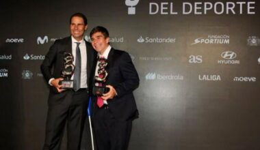 El divertido momento entre el tenista vigués Martín de la Puente y Rafa Nadal