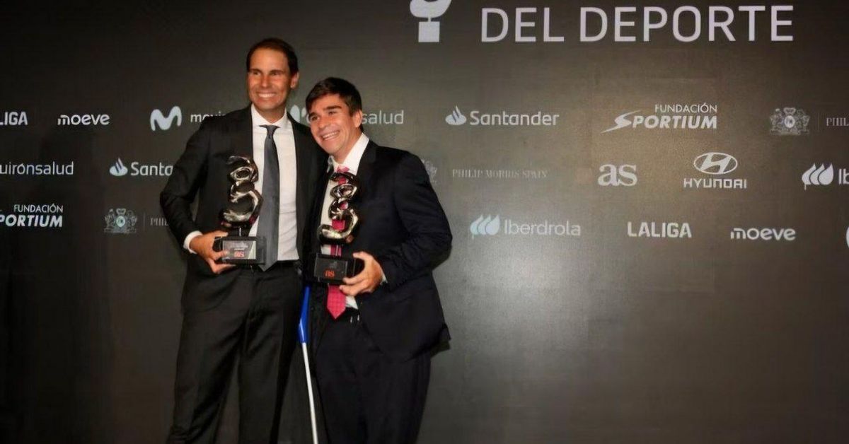 El divertido momento entre el tenista vigués Martín de la Puente y Rafa Nadal