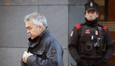 Santos Cerdán acude por primera vez a firmar a los juzgados de Tafalla, en Navarra