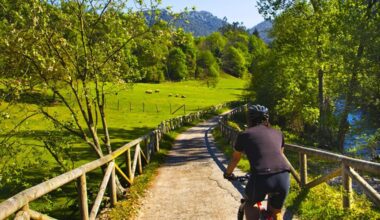 En las imágenes se aprecia la riqueza natural de la senda, que se recorre a pie o en bici y ofrece una rica gastronomía.