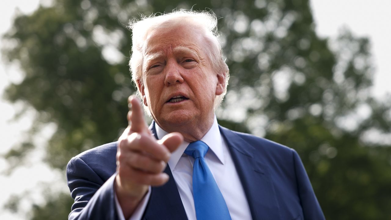 WASHINGTON, DC - APRIL 25: U.S. President Donald Trump speaks to the media as he departs the White House on April 25, 2025 in Washington, DC. President Trump and the first lady are traveling to Rome to attend the funeral of Pope Francis. (Photo by Kevin Dietsch/Getty Images)